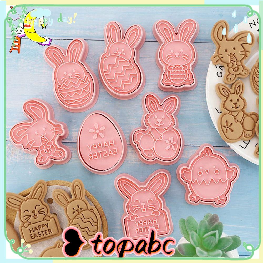 Top 8pcs/set 3D Kelinci Paskah DIY Cetakan Kue Plunger Plastik Cookie Cutter