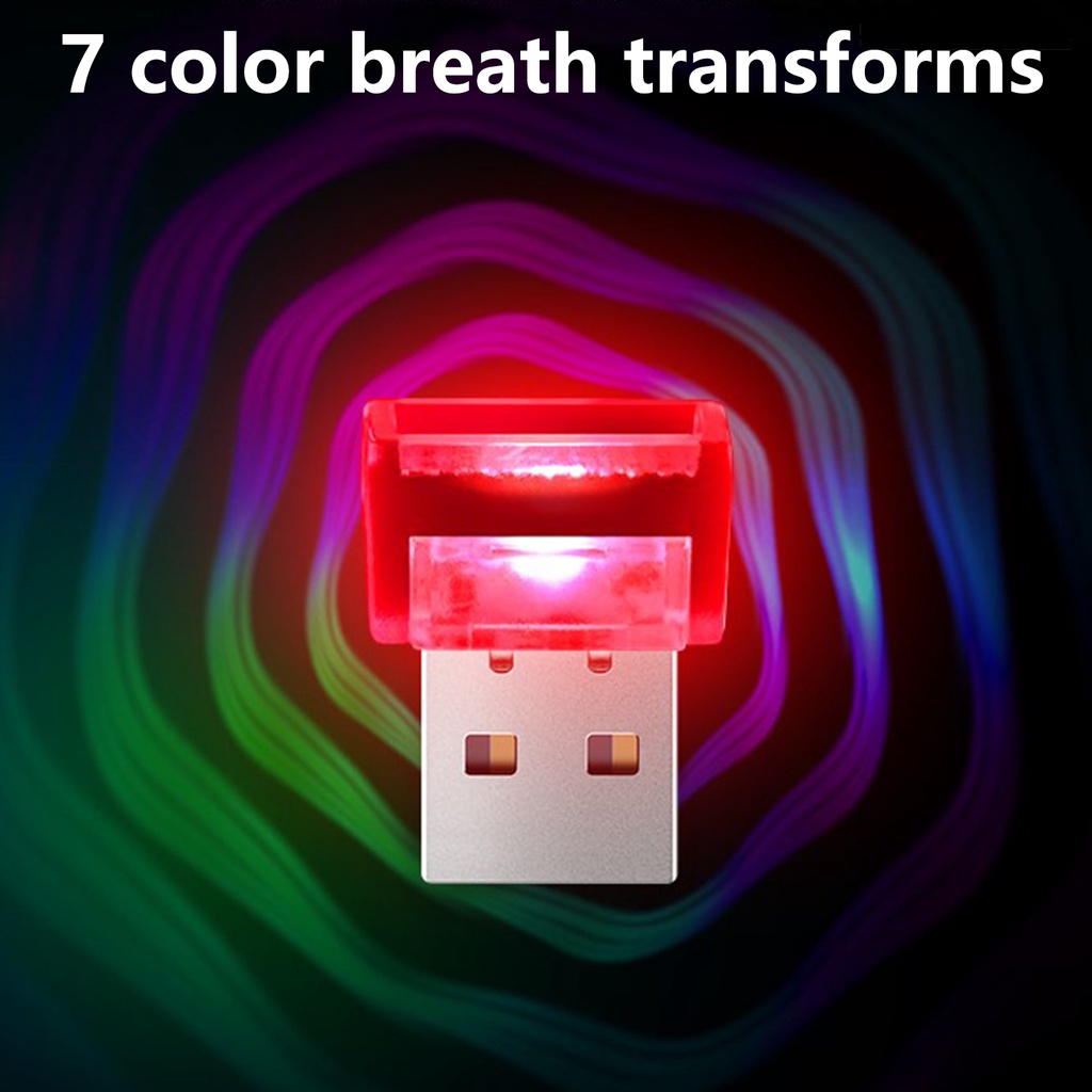 [Auto] Mood Light Seven Gradient Colors Plug And Play Hemat Energi Banyak Gaya Tidak Mempesona Dekorasi Interior Portable Mini Car USB Atmosphere Light Untuk Otomotif