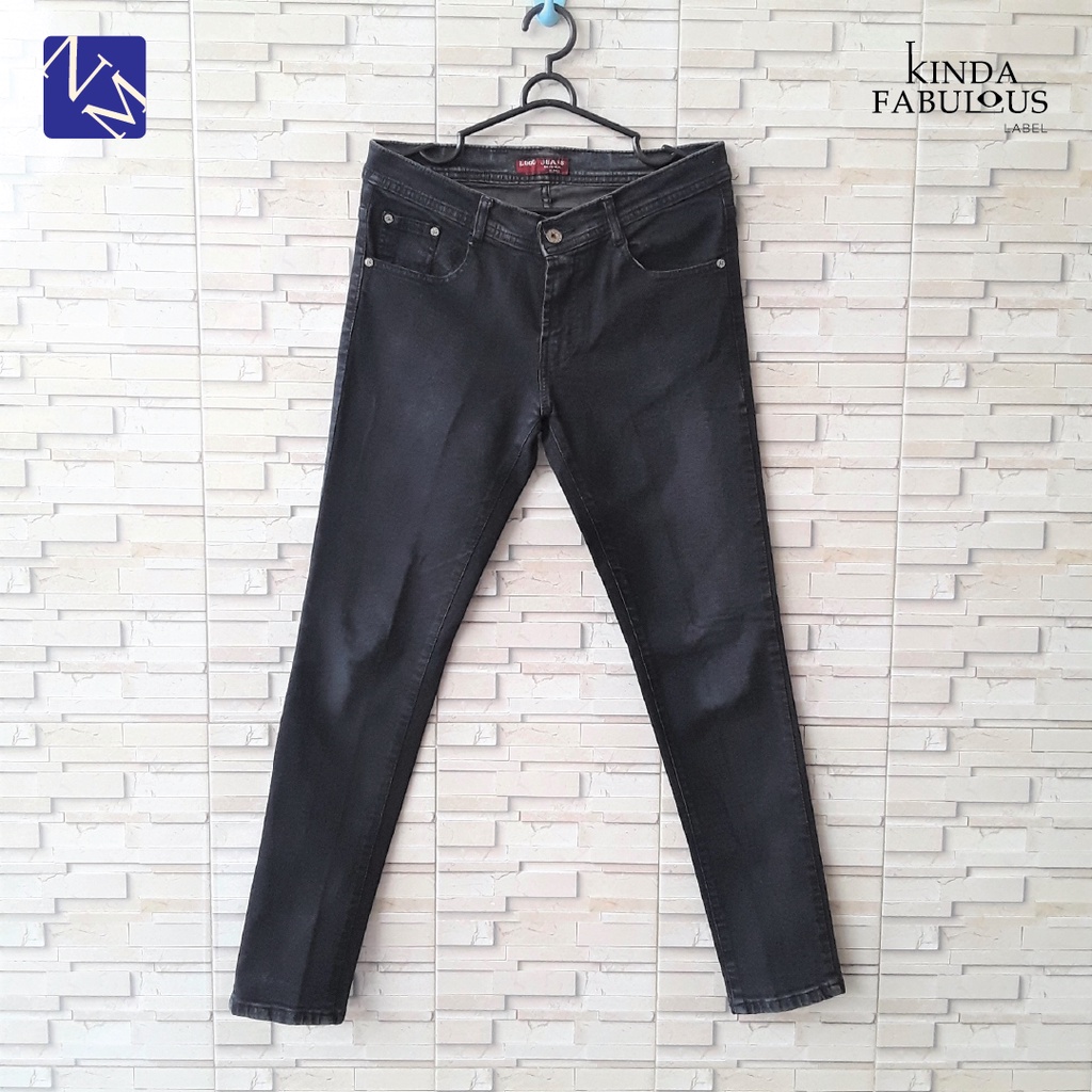 CELANA LOGO JEANS BLACK ORIGINAL