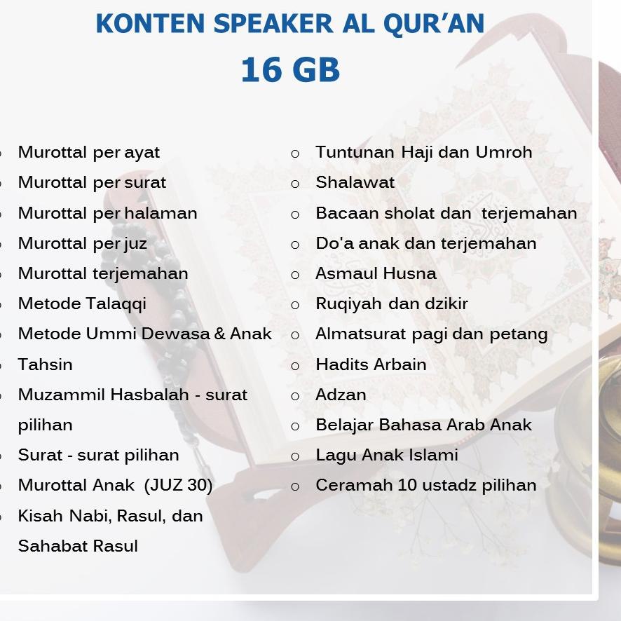 Siap Kirim Speaker Murotal/ Speker Murottal Al Quran 16 GB 30 JUZ NUSA RARA