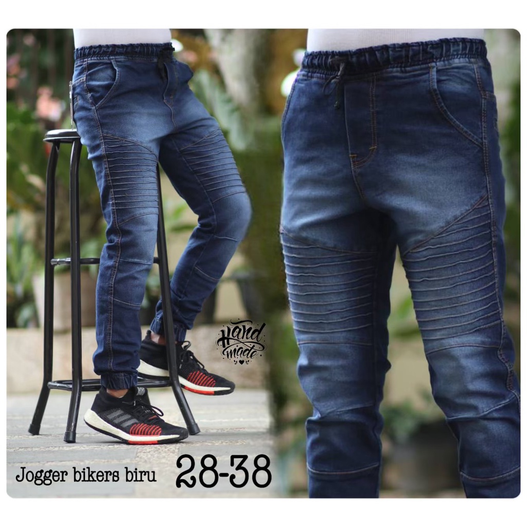 CELANA JEANS JOGGER BIKERS / JOGGER JEANS PRIA ORIGINAL UKURAN 28-38