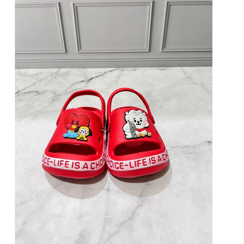 {SAG.11De22ᴱ} DX-383E Sandal Selop Anak Perempuan Tali Belakang Motif BT21 Merek Dulux Ukuran 20-25