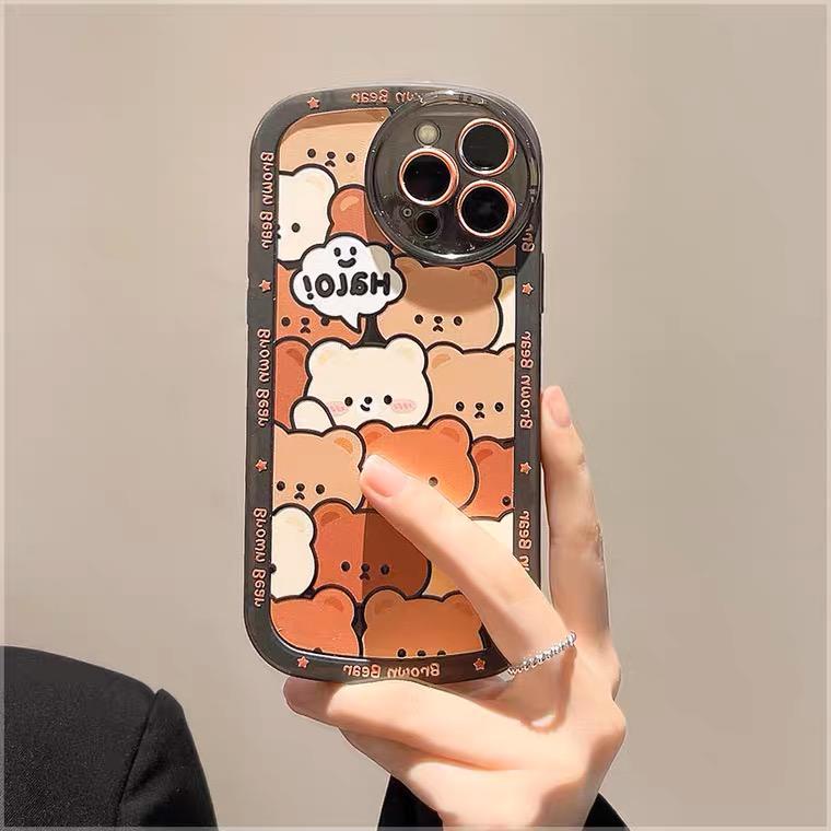 [TPC] Soft Case OVAL BEAR BROWN Protection Camera Shookproof Phone Case FULL COVER IPHONE 6 6S 7 8 PLUS X XS IP065