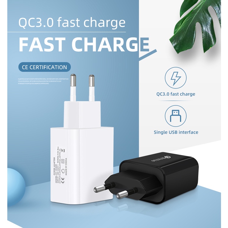Adapter Charger USB Interface Quick Charging Fast Charging Quick Charge 18W QC 3.0
