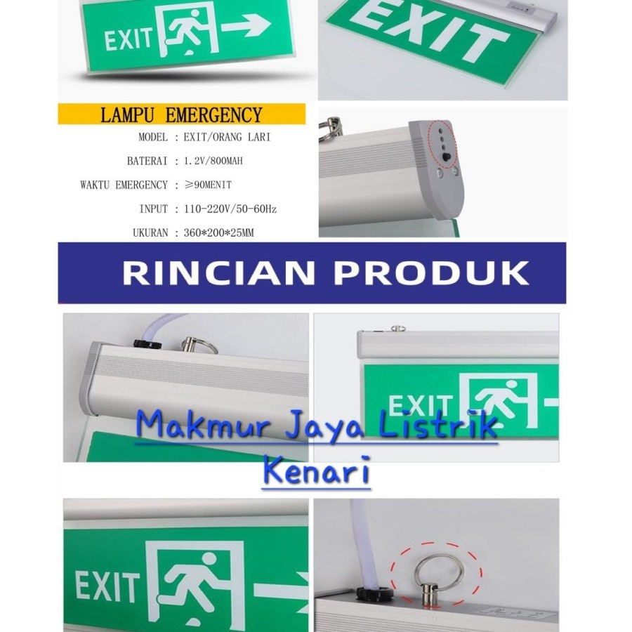 Lampu Exit Led Arcylic Lampu Darurat Emergency Exit Lampu Sign