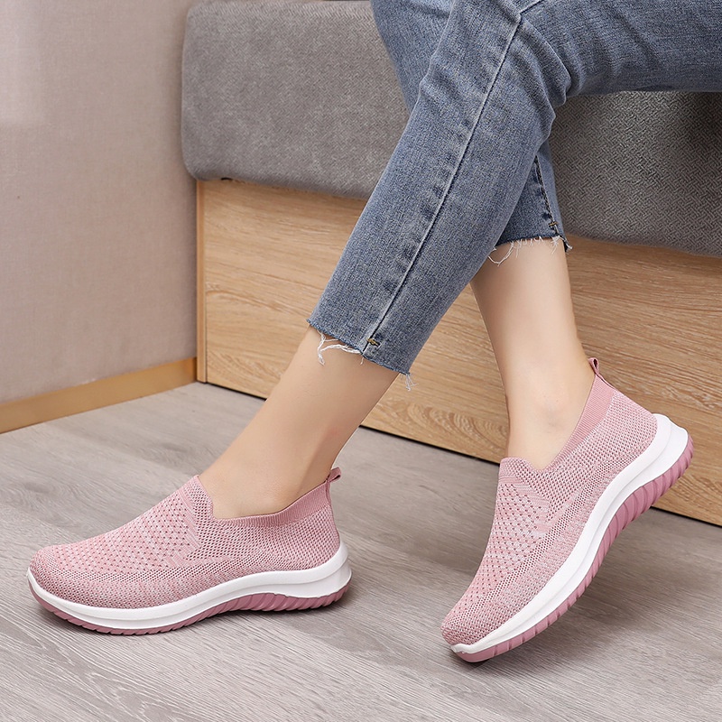 Wanita Sepatu Flat Shoes Wanita - Women Shoes Sepatu Nyaman Sol Lembut Wanita Bernapas Sepatu Kasual Paruh Baya Dan Lansia