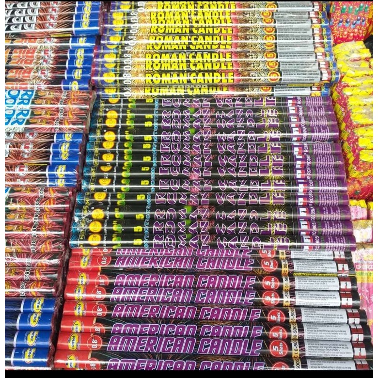 KEMBANG API ROMAN CANDLE 0,8&quot; 5 SHOT MERCON  5 TEMBAKAN HARGA 2 BATANG / SEPASANG