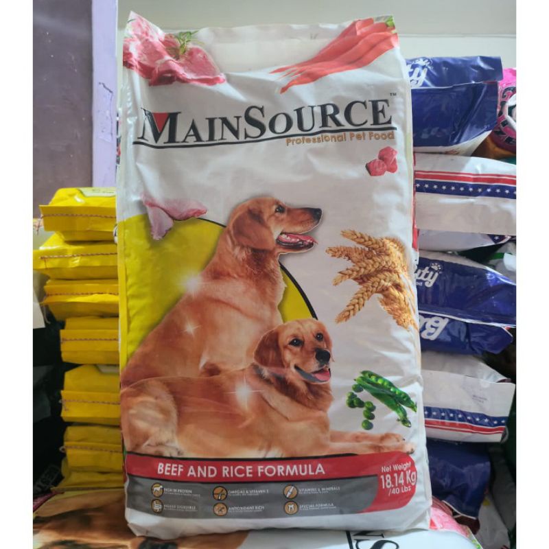 GRAB/GO-JEK Makanan Anjing MainSource Adult Beef And Rice Formula 18,14KG Dog Food