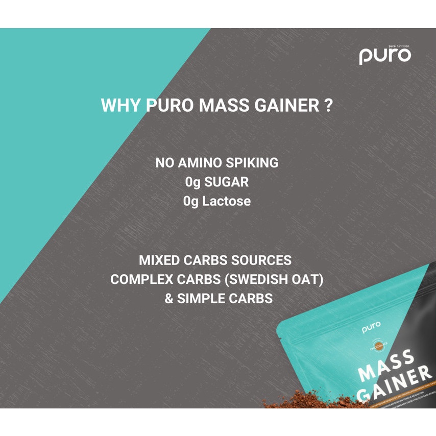 Puro Mass Gainer Weight Gain Penambah Berat Badan 900 Gram