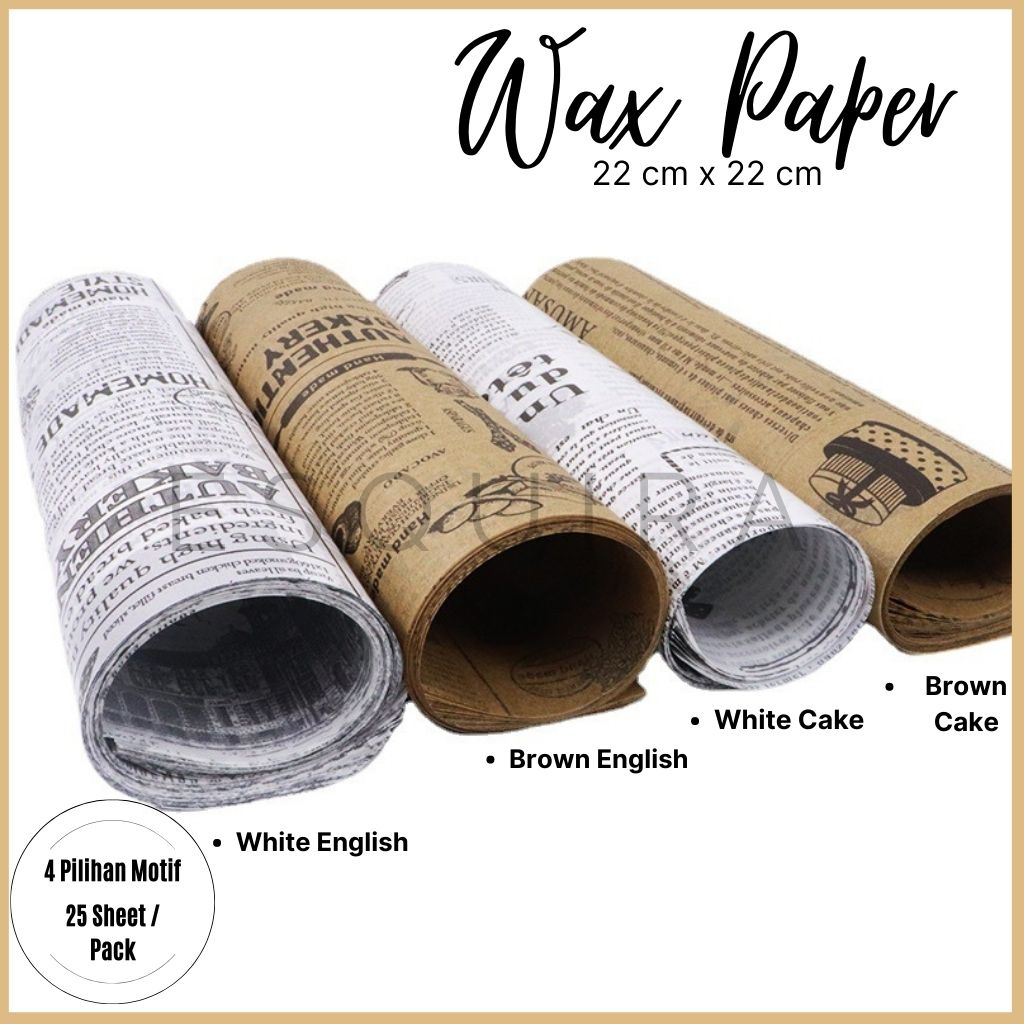 Wax Paper 25pcs/ Korean Bento Cake/ Baking Paper English Cake 22cm x 22cm