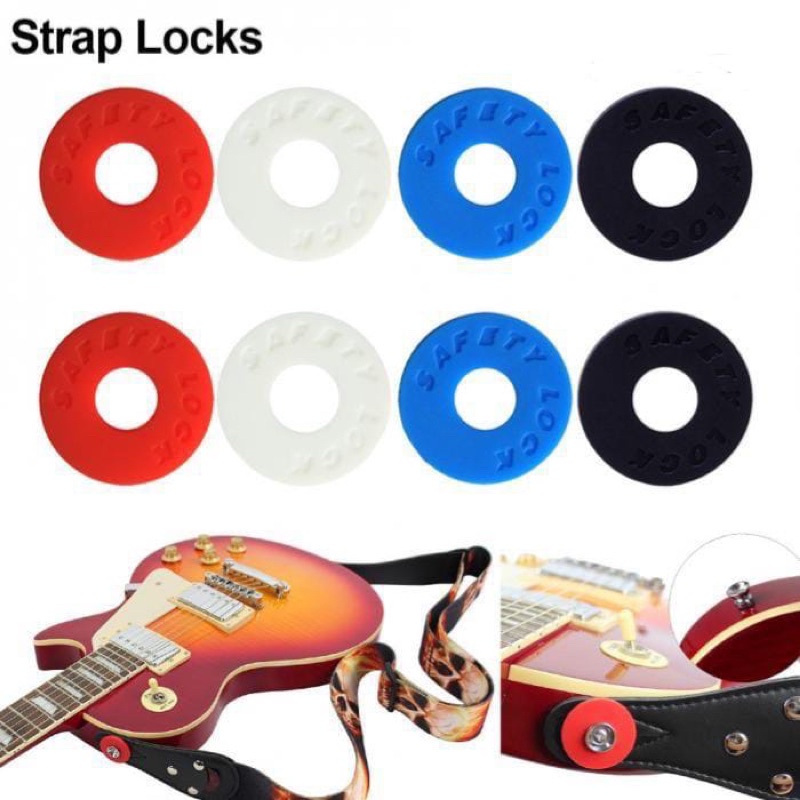 Strap Lock Gitar Safety Lock Gitar Anti Slip Karet Strap Lock 1 Pcs