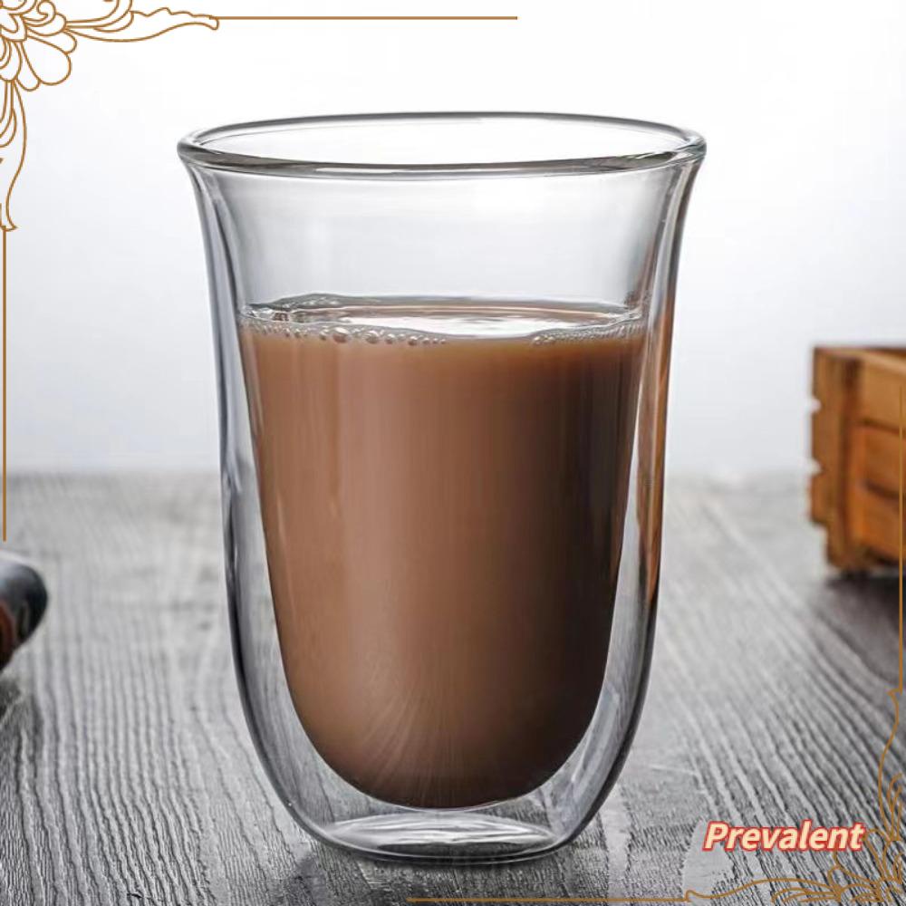Preva Double Wall Glass Cup Anti Panas Handmade Borosilikat Tinggi Espresso Cangkir Kopi Sarapan Mug Transparan Bening