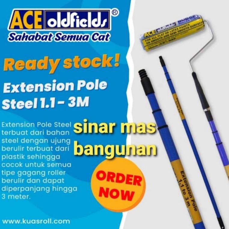 

TONGKAT KUAS ROL CAT 1.1MT-3MT ACEOLDFIELDS,EXTENSION POLE STEEL 3 METER TERLARISS...,,,,,