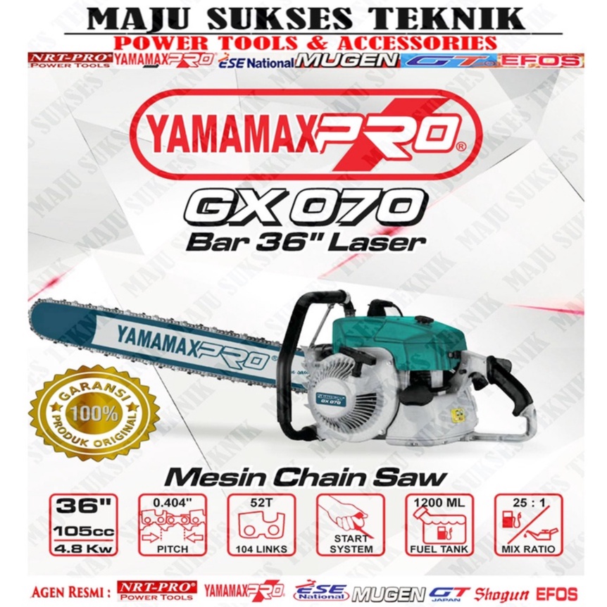 YAMAMAX PRO GX 070 Chainsaw 36 inch  Mesin  Gergaji Potong Kayu Pohon Senso Gergaji Kayu Besar GX070