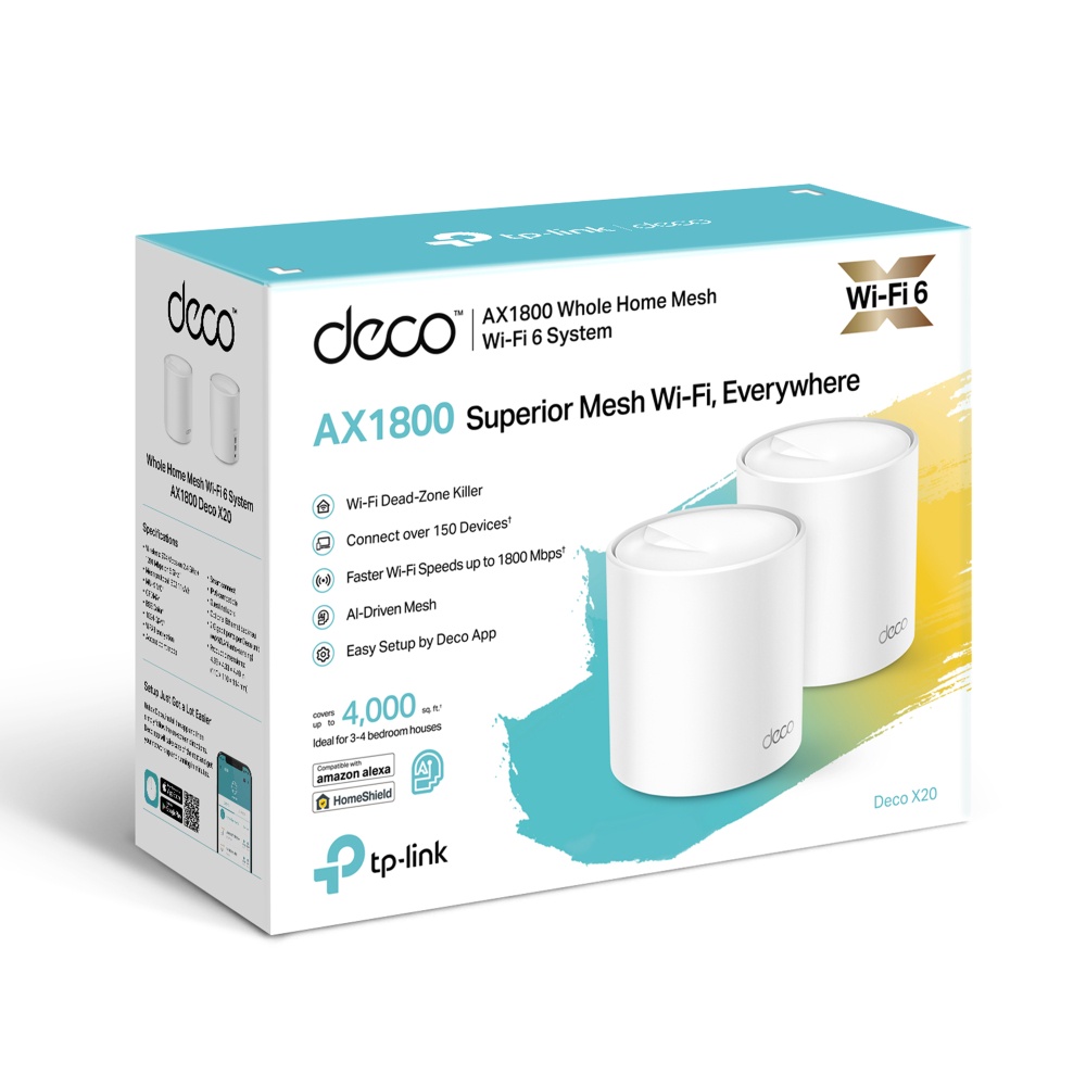 Tp-Link Deco X20 2 Pack AX1800 Whole Home Mesh Wi-Fi 6 System