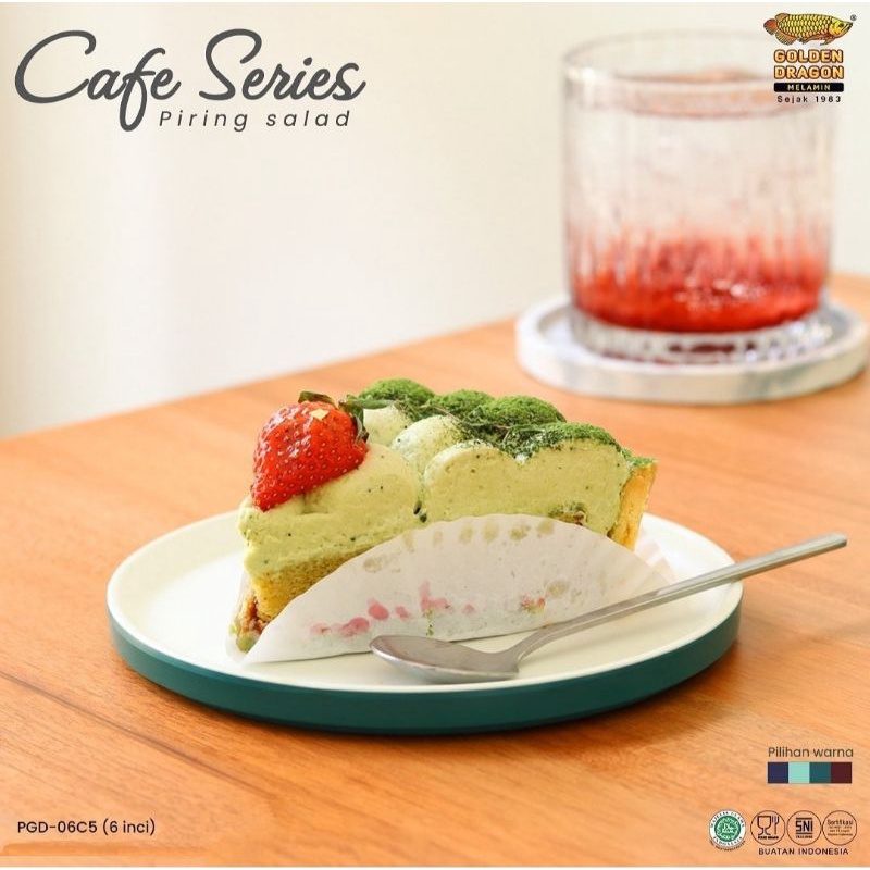 Grosir dan Ecer PGD-06C5 Piring Salad cake puding 6 Inch melamin Golden Dragon Cafe series tebal loo