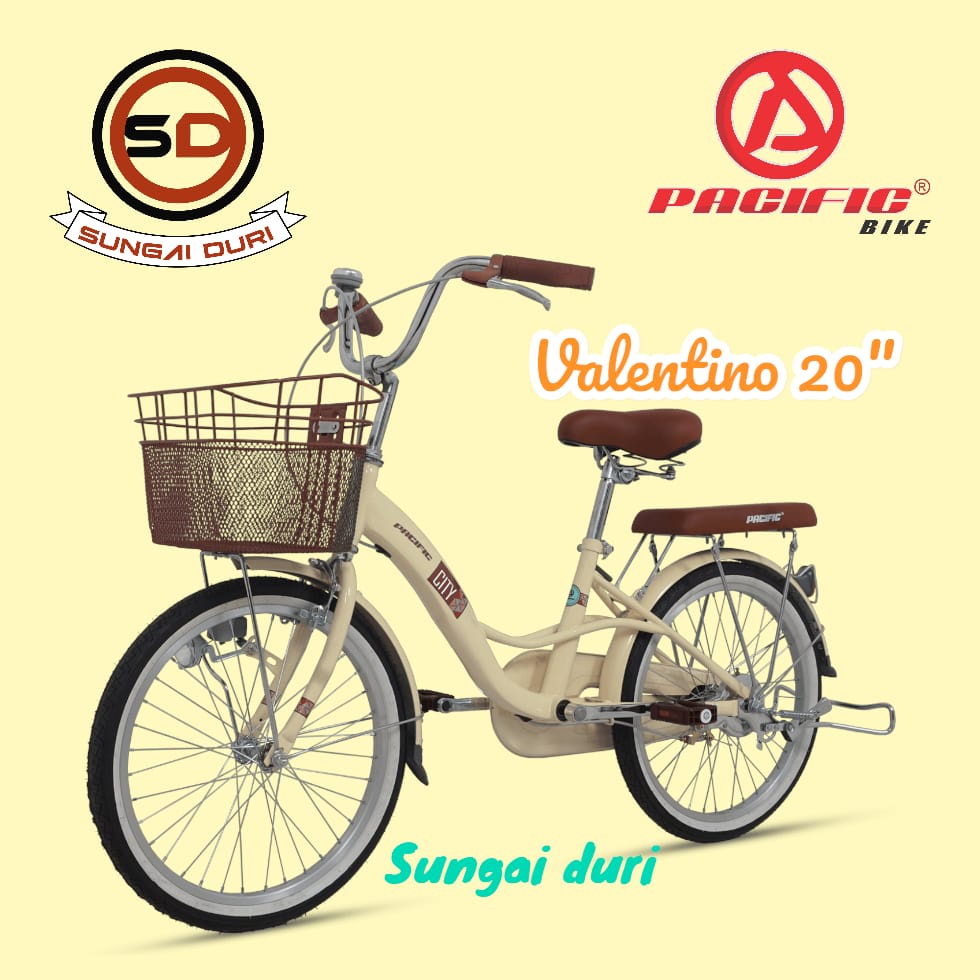 sepeda anak cewek 20 inch sepeda mini keranjang pacific valentino