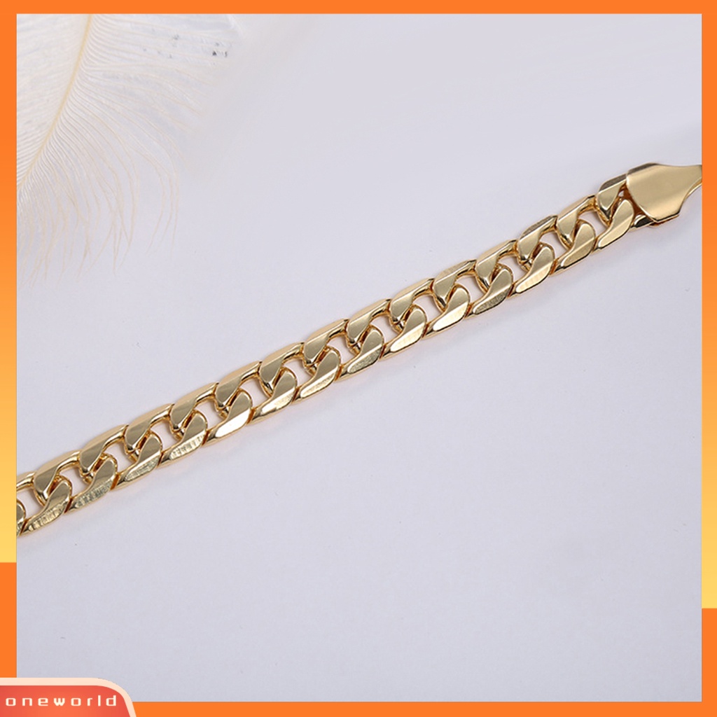 [WONE] Gelang Rantai Glossy Susah Tarnish Gaya Hip Hop Cuban Chain Bracelet Untuk Hadiah