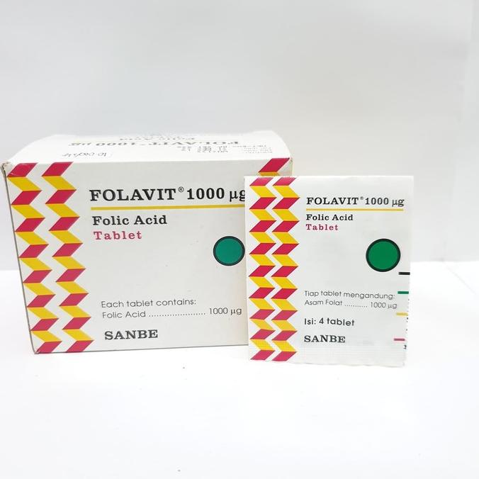 Folavit 1000 mcg Folic Acid 1000 mcg / Asam Folat 1 mg / Box Isi 100