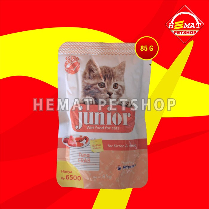 Makanan Basah Kucing Junior Wet Food Pouch 85 Gram Non Whiskas