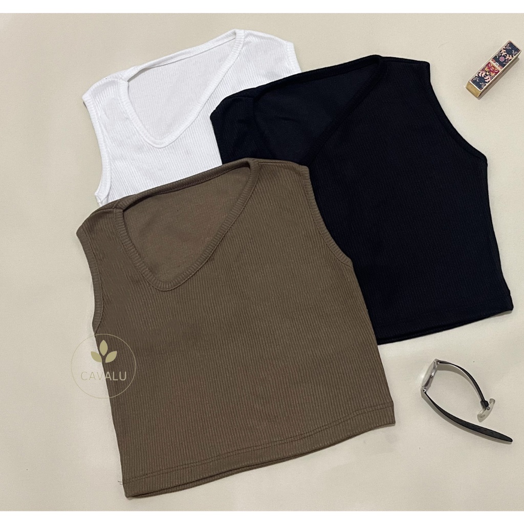 CAVALU V-Neck Korean Tanktop Crop Korea 148