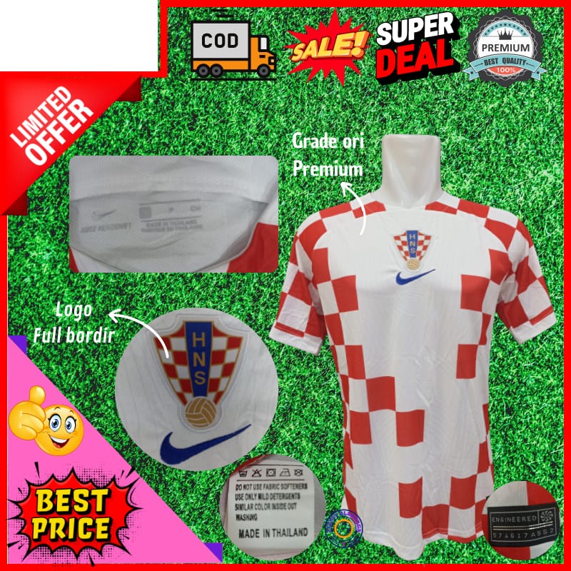 (jerseyolahraga) Jersey Kroasia Kroatia Croatia Croasia Home Piala Dunia 2022 Qatar Grade Ori / Kaos