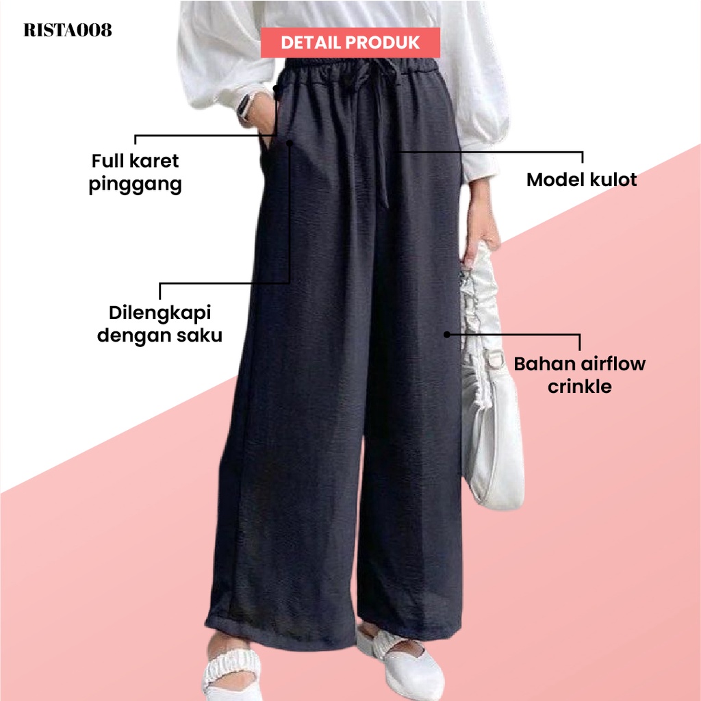 Cullotes Airflow Crinkle Celana Kulot Panjang Outfit Remaja Ootd Kekinian Terlaris Termurah