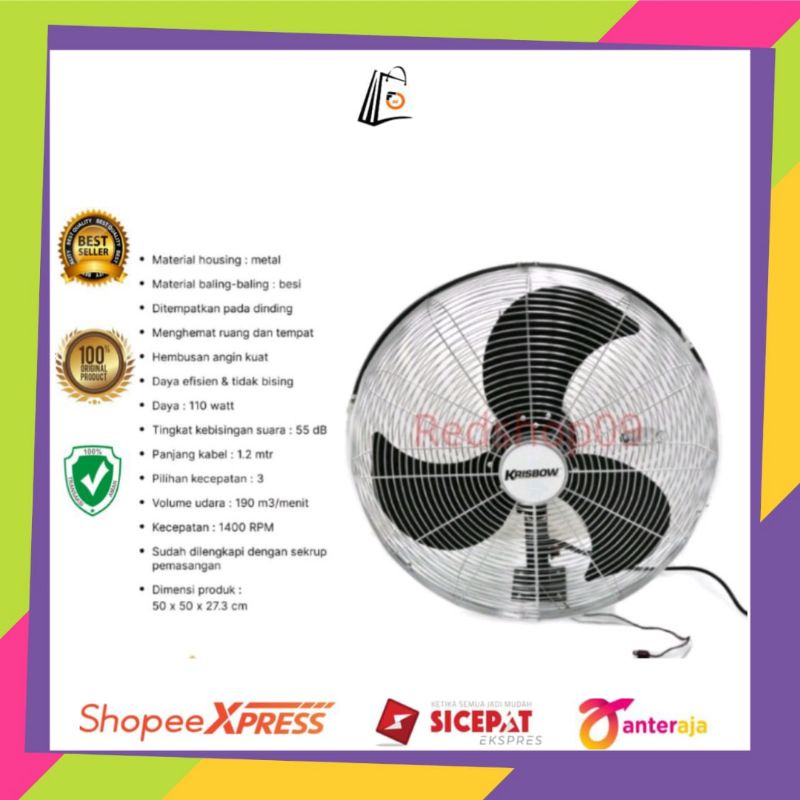 ACE-Krisbow Kipas Angin Dinding Industrial 50 Cm/Kipas Angin/Kipas Angin rumah