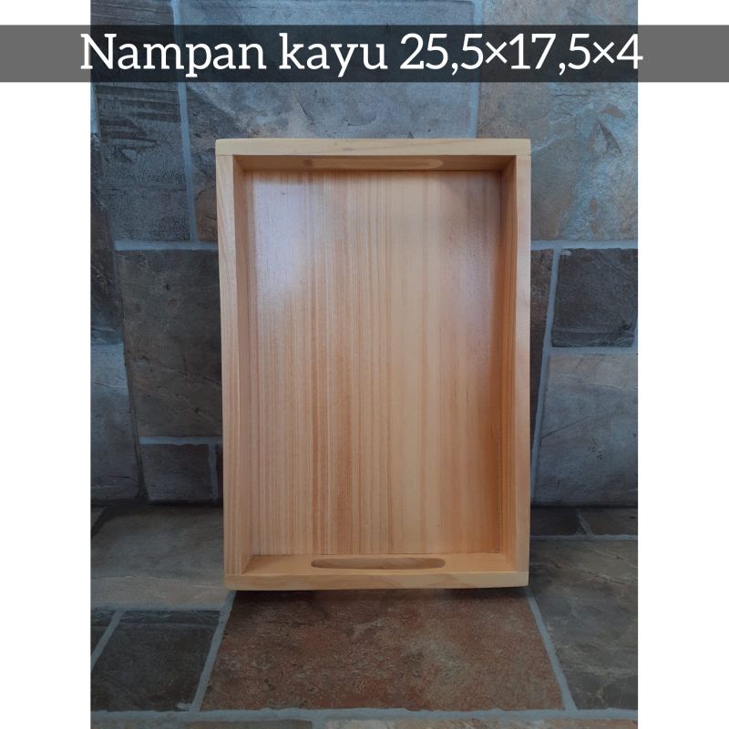 Baki Kayu /Nampan Kayu Pinus Custom 25.5x17.5x4cm