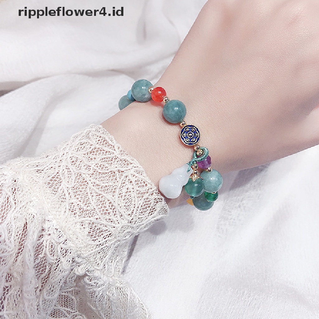 {rippleflower4.id} &amp; Gelang Manik-Manik Kalsedon Wanita Gelang Couple Labu Hijau~