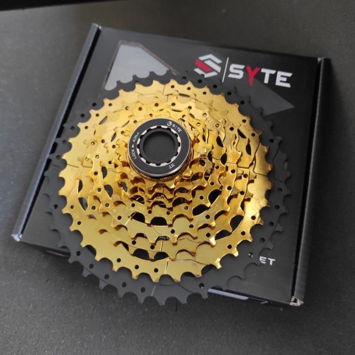 SYTE CASSETE SPROCKET 10 SPEED 11-50T UNTUK FREE HUB GOLD