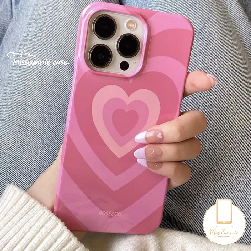 IPHONE Case Compatible Untuk Iphone7 8 Plus XR 11 13 12 14 Pro Max14 Plus X XS Max Se2020Keren Manis Mawar Merah Gradasi Love Hati Glossy Halus Lembut TPU Full Body Pelindung Penutup Belakang