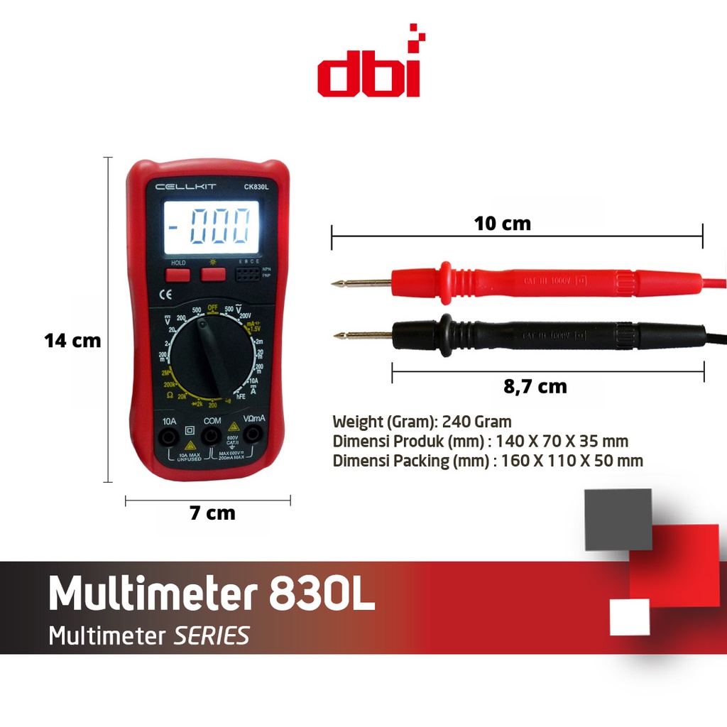 Multimeter - Multitester Digital CELLKIT 830L