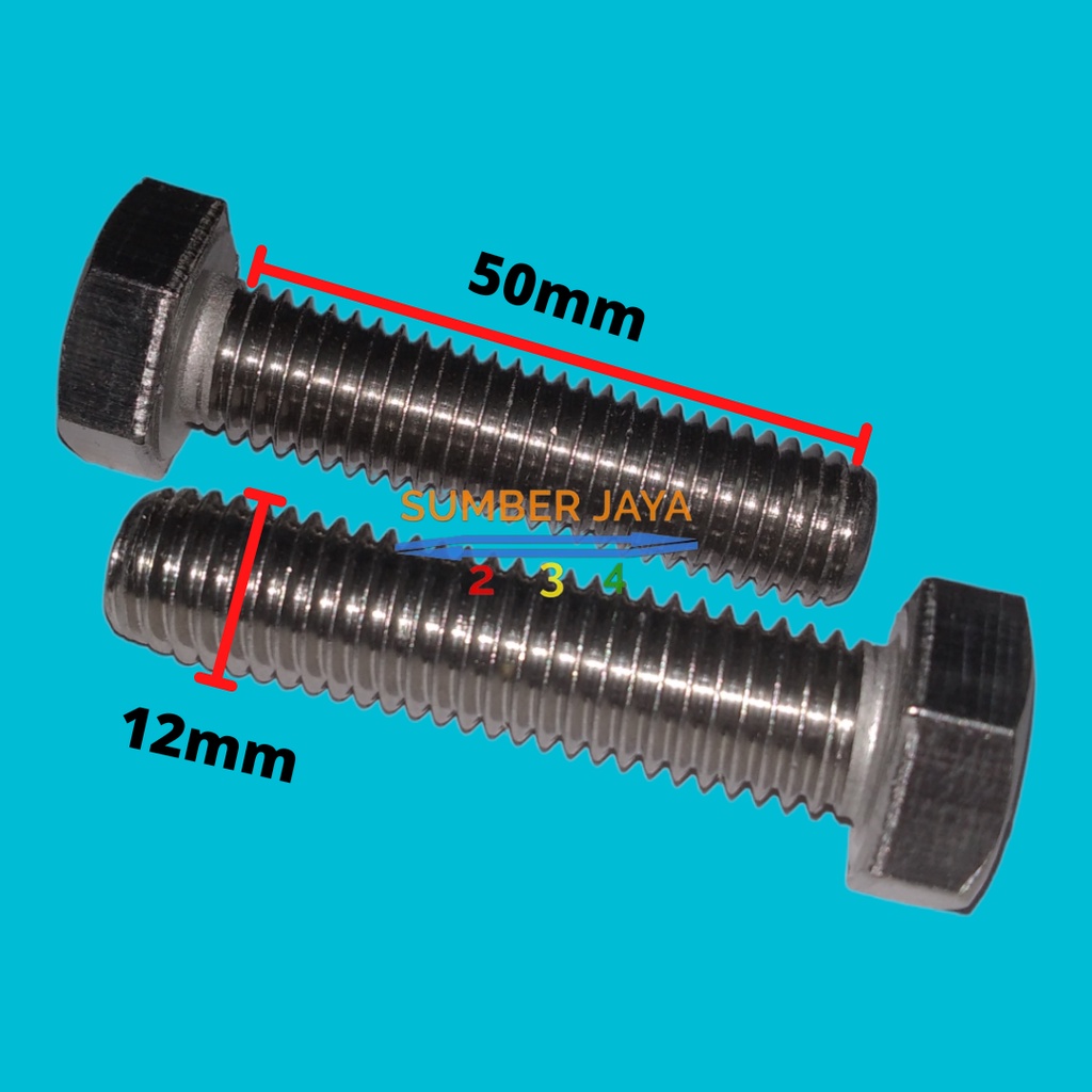BAUT STAINLESS 12 X 50 PUTIH PER 1 PCS
