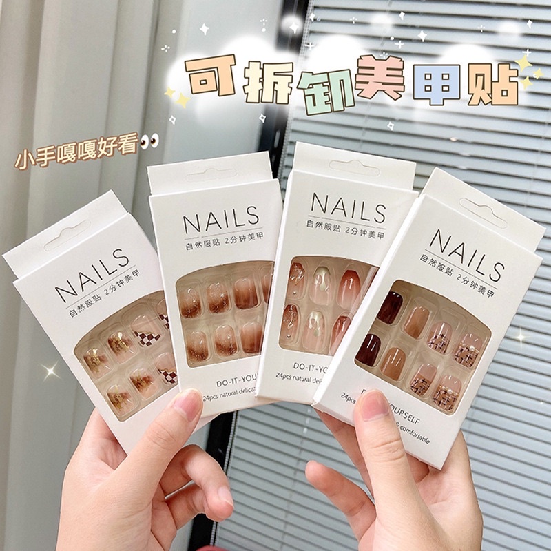 Kuku Palsu Motif Kartun 24 Pcs Fake Nail Karakter Manicure Nail Stickers Wedding Part2