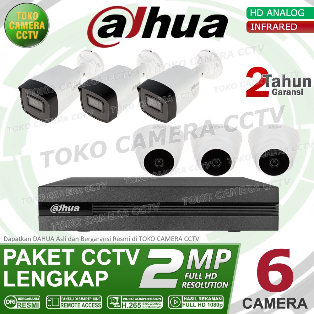 PAKET CCTV DAHUA 2MP 8 CHANNEL 6CAMERA