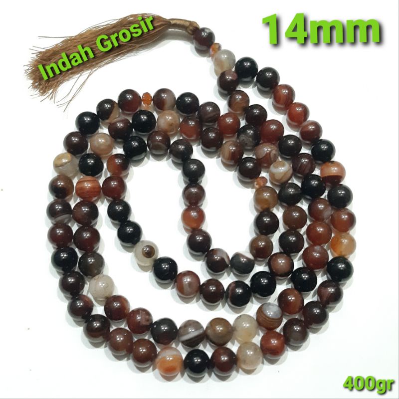 Tasbih Batu Aki Sulaiman Madu Jumbo 14mm 99butir Original Stone