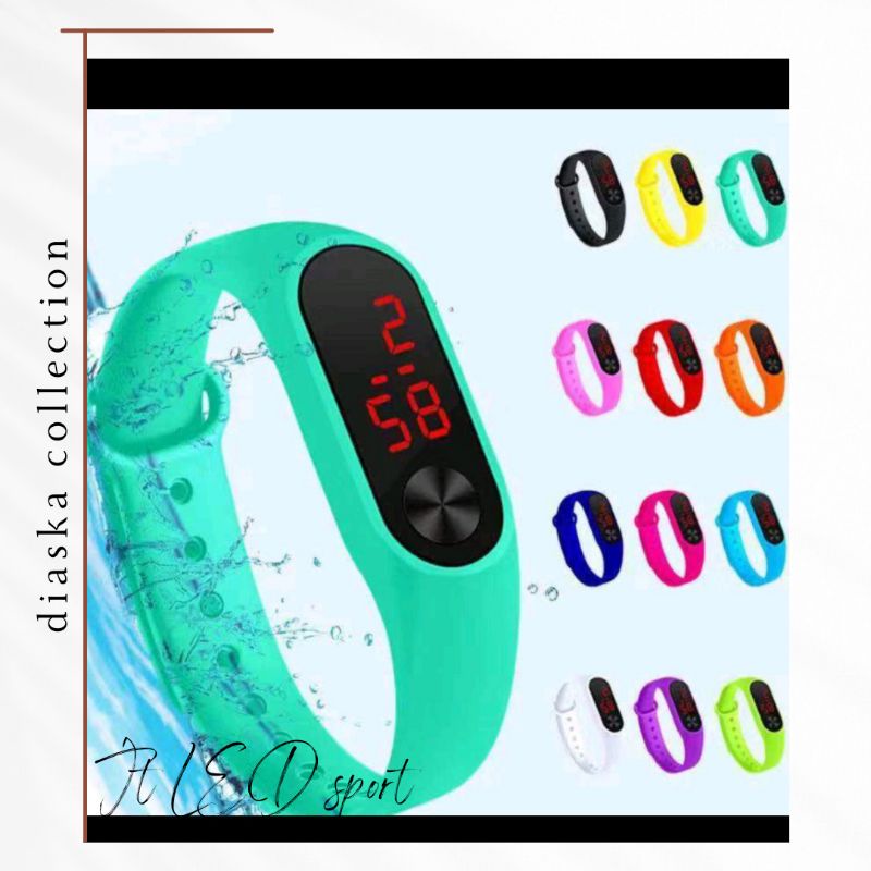 Jam Tangan Digital LED Sport Karet Wanita Dan Pria Murah (009R)