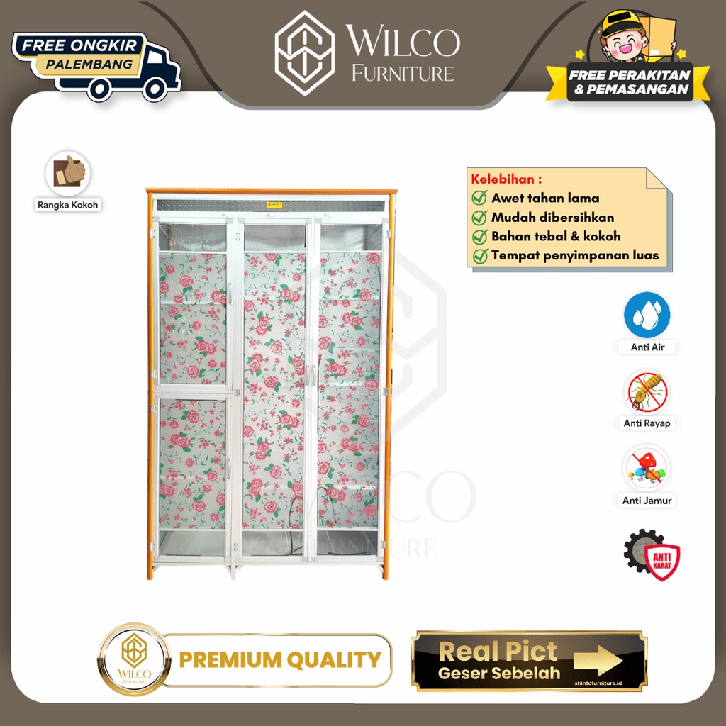 Rak Piring Aluminium / Lemari Piring Aluminium 3 Pintu Murah Palembang