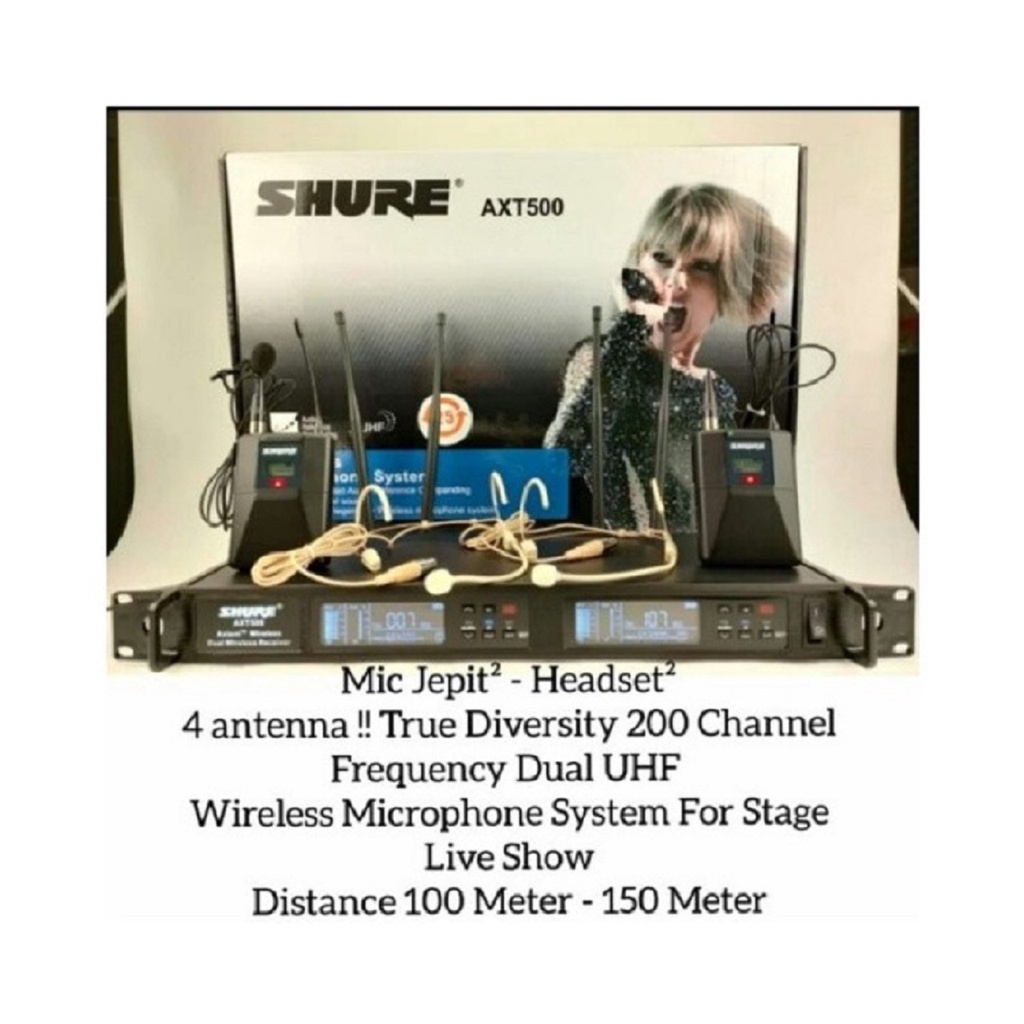 Mic Wireless Shure AXT-500 -- Mic JJHH/2Jepit-2Headset