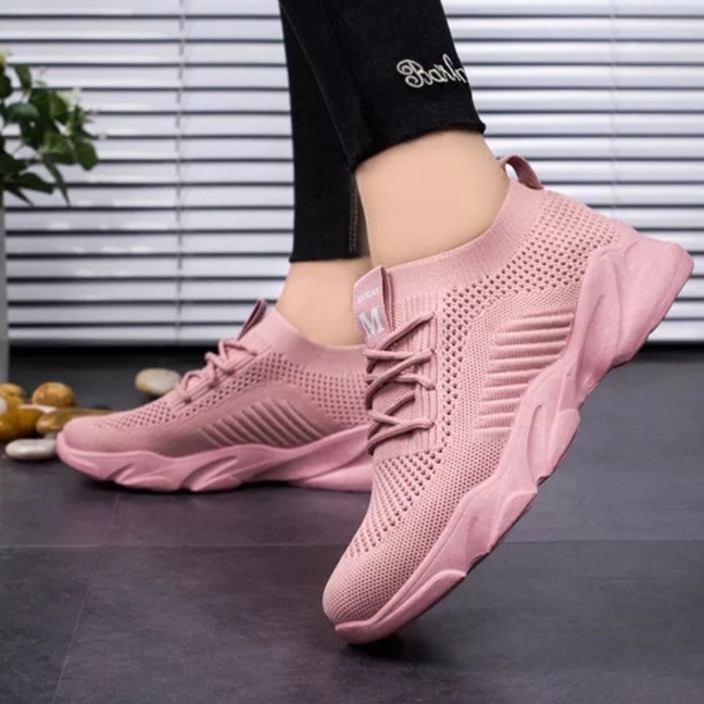 Sepatu Sneakers Wanita Import Sport Shoes Pink MM 0441