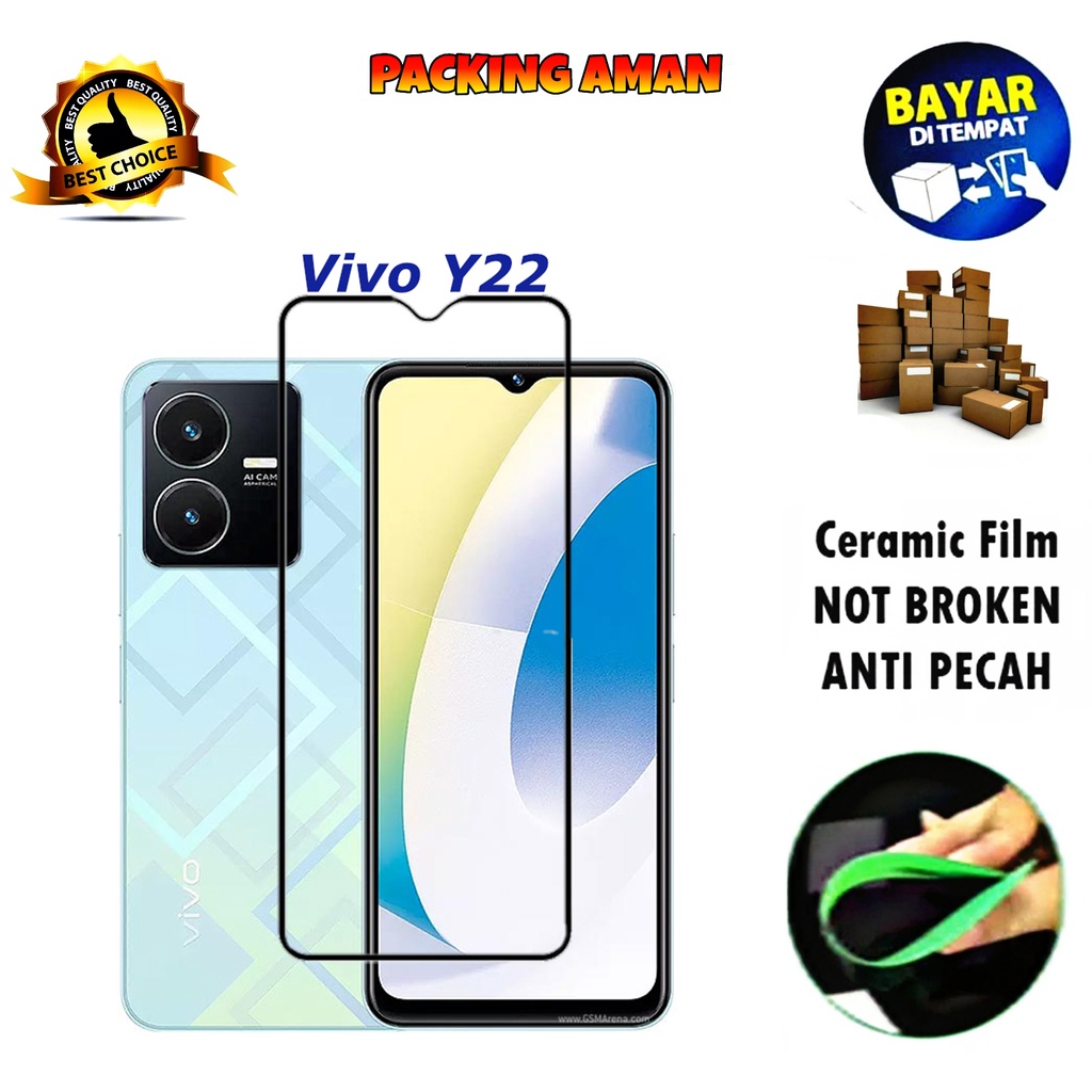 Tempered Glass Vivo Y22 FULL COVER FULL SCREEN Ceramic Film Anti Gores