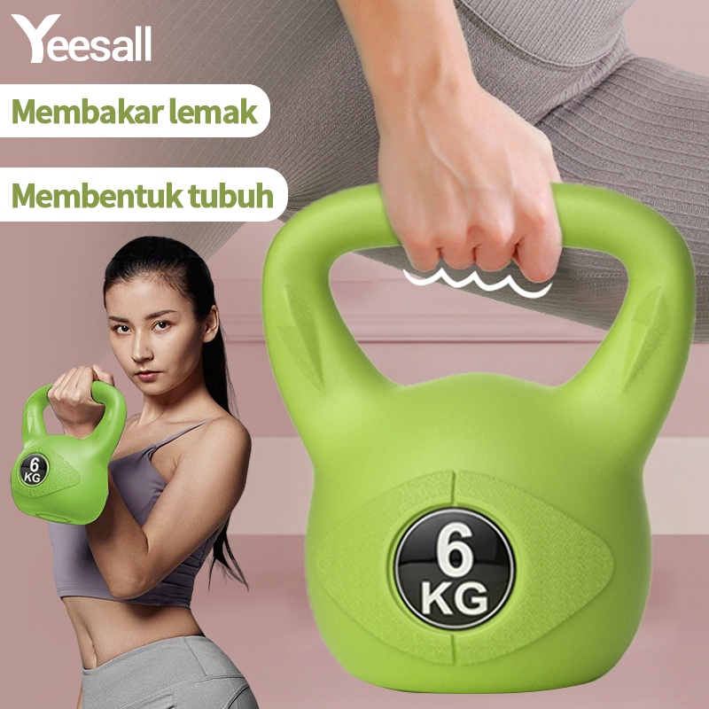 【Produk asli】KettleBell 6Kg Angkat Beban Beginner Kettlebell PVC Coating/KettleBell 6KG /Barbell 6KG/Dumbell 6kg