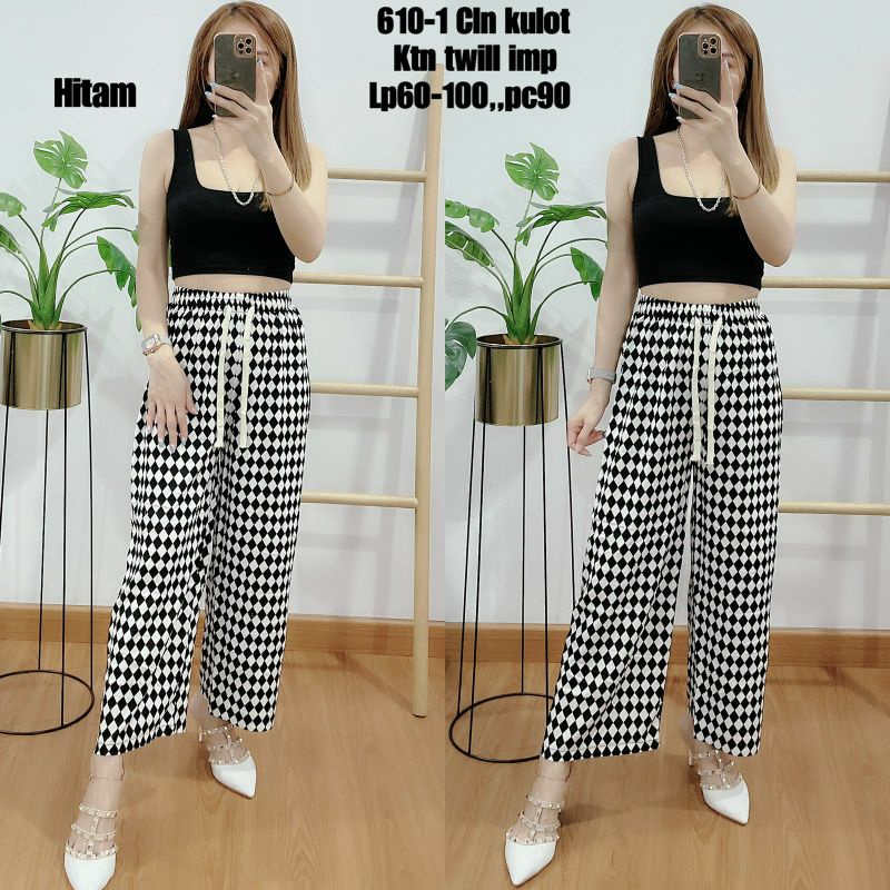 Celana Kulot Wanita Highwaist Kekinian /Clana Kulot Wanita Panjang/ celana kulot salur/celana highwaist salur/kulot katun/ Cln kulot ktn twill imp