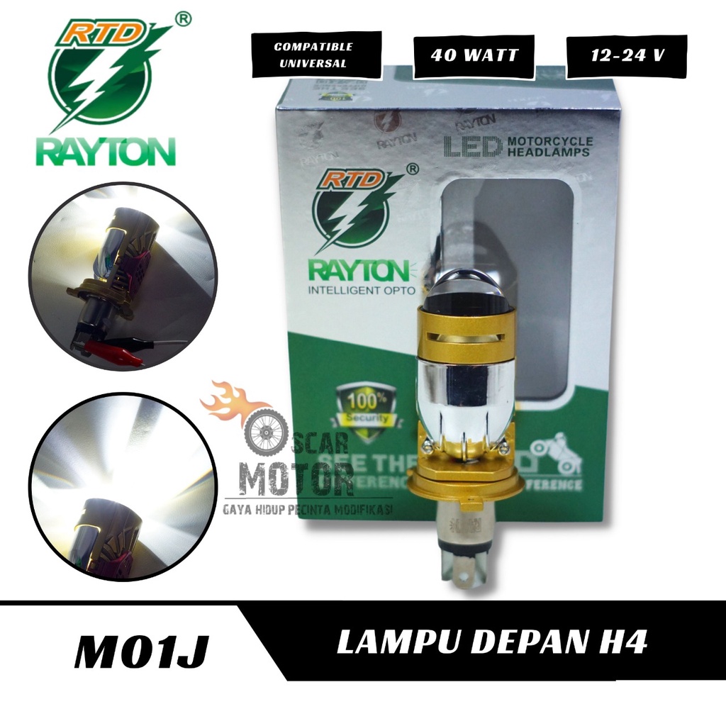 LAMPU PROYEKTOR LED RAYTON M01J H4 DENGAN KIPAS 48WATT MOTOR MOBIL