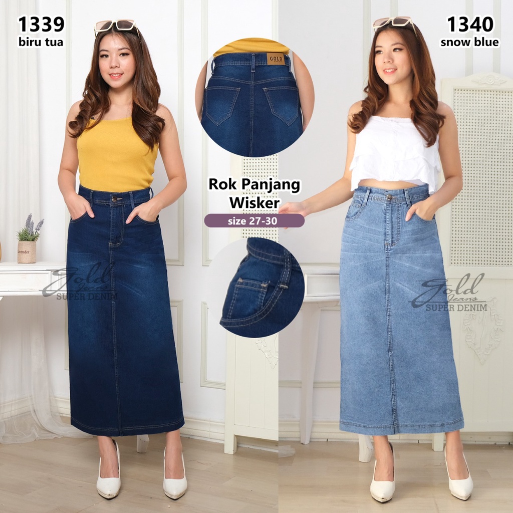 Rok Jeans Stretch Span Gisca Wanita Rok Jeans Panjang