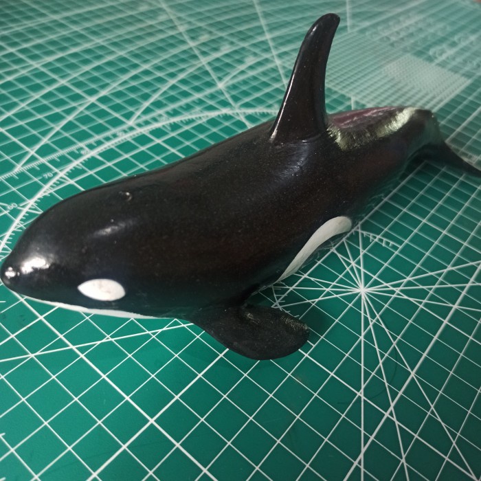 Miniatur Ikan Paus Orca Whale Paus Pembunuh 23 cm Killer Whale Recur
