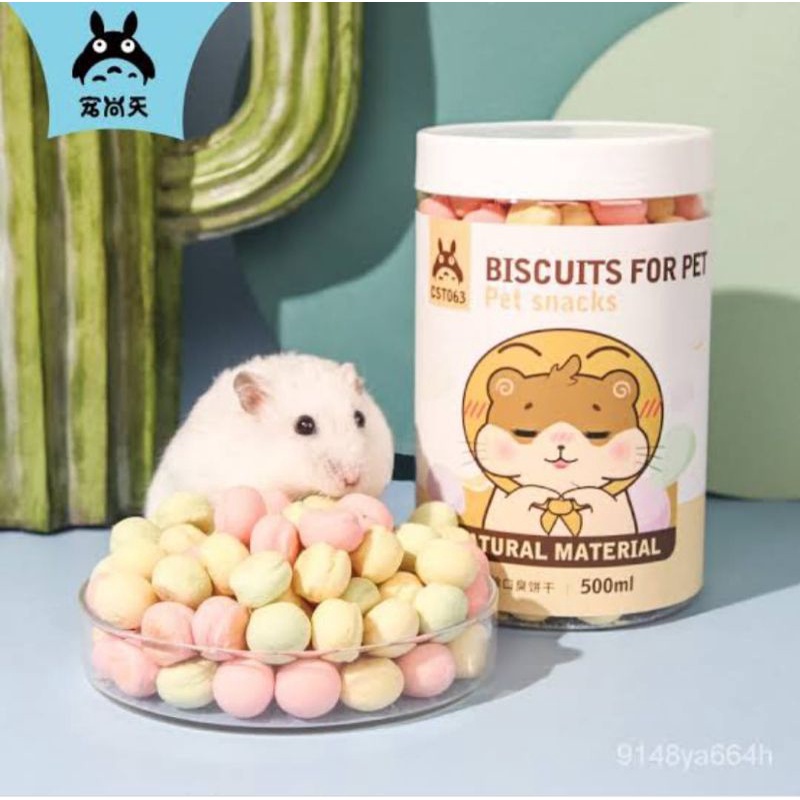 1 Botol Biskuit Cookies Hamster/ Cookies snack hamster / Donat Hamster 500ml