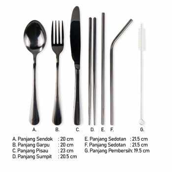 Set Alat Makan Sendok Garpu Pisau Sumpit Sedotan - KNIFEZER -EA02300