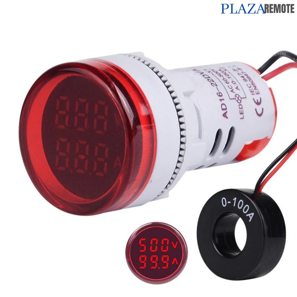 PILOT LAMP VOLTMETER + AMPERE DIGITAL AD16-22MM PENGUKUR AC 50-440V 0 - 100A